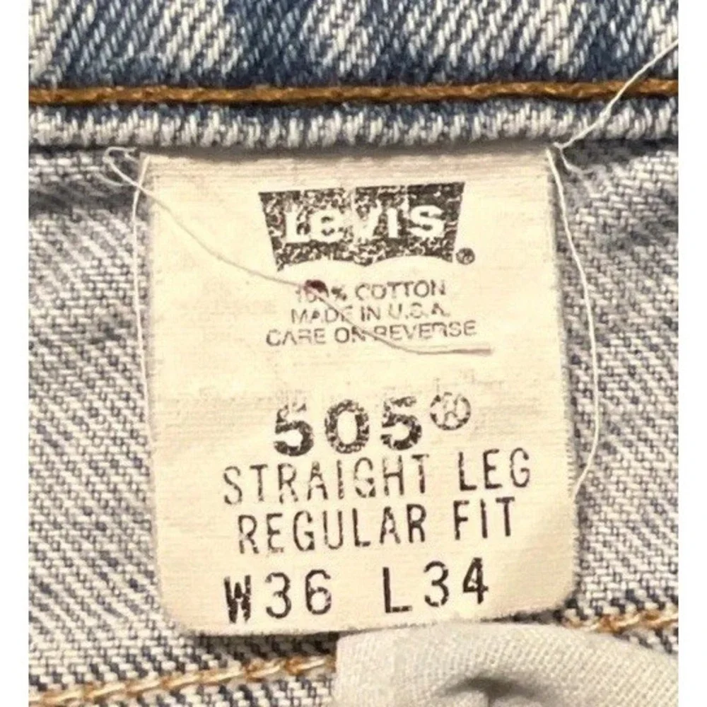 Vintage Levi's 505 Red Tab Regular Fit Straight Leg Blue Jeans Size 36x34, USA